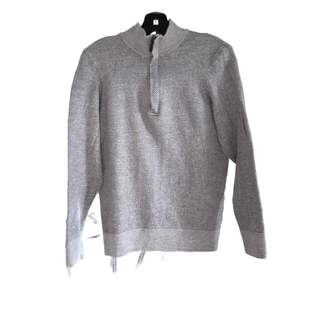 Vineyard Vines Women's 100% Merino Wool Gray Half-Zip Crew Neck Sweater Large